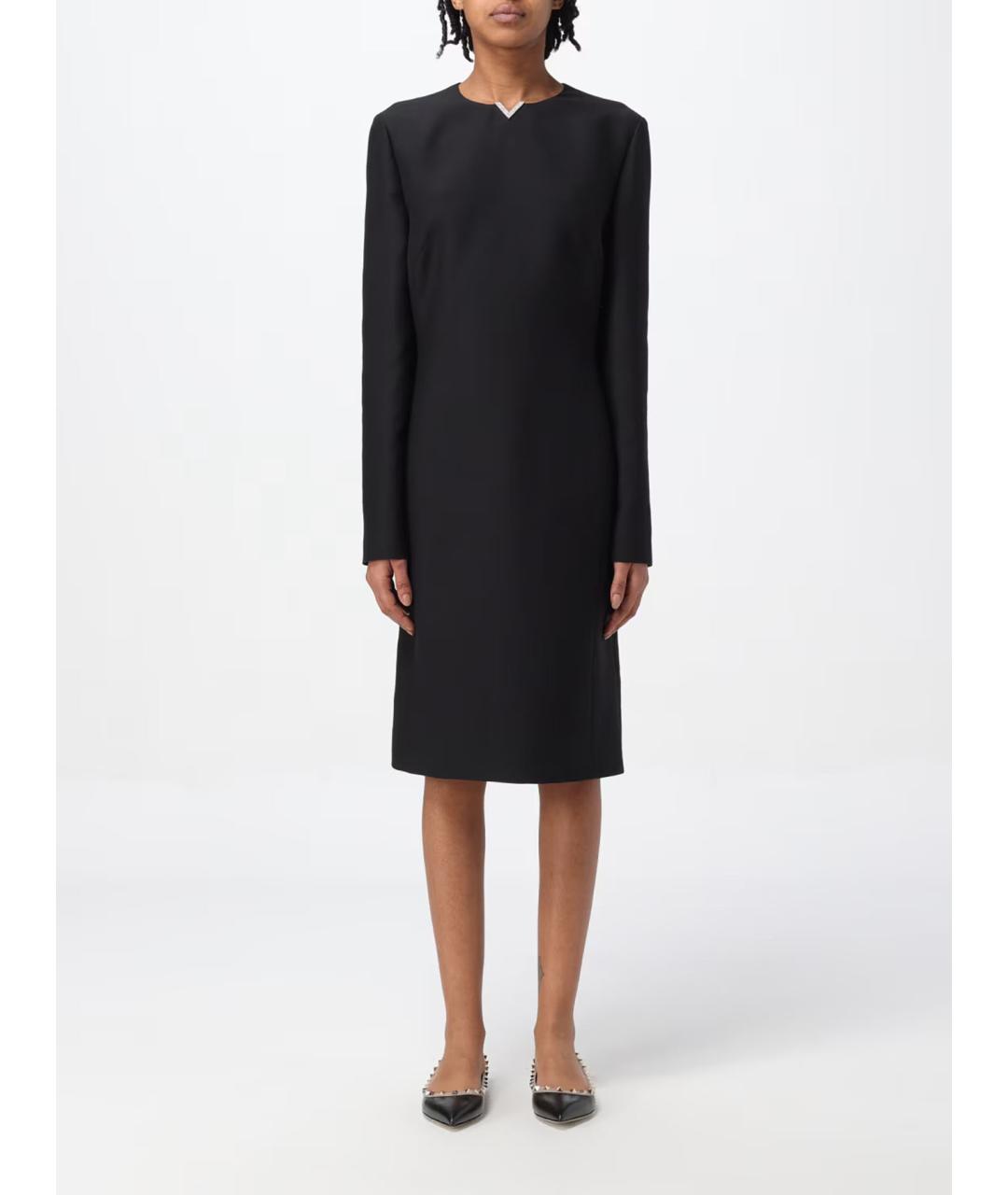 VALENTINO Черное шерстяное повседневное платье, фото 2