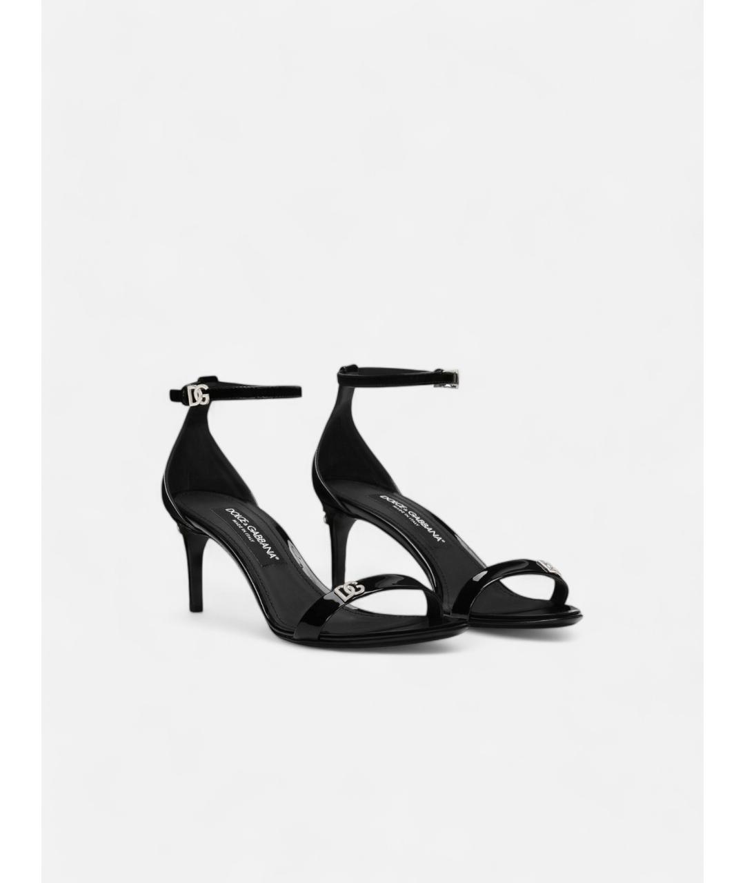 DOLCE&GABBANA Черные босоножки из лакированной кожи, фото 2