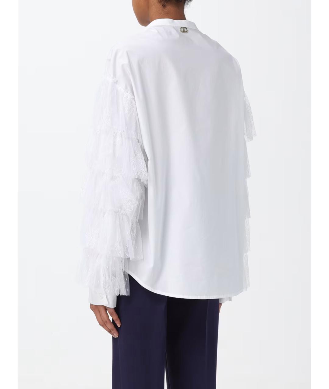 TWIN-SET Белая хлопковая блузы, фото 3