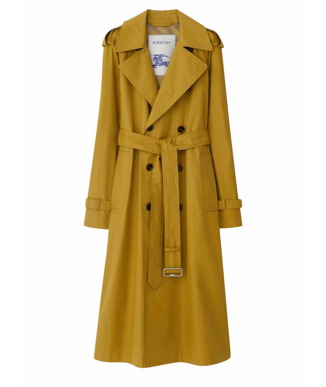 BURBERRY Горчичный хлопковый тренч/плащ, фото 1