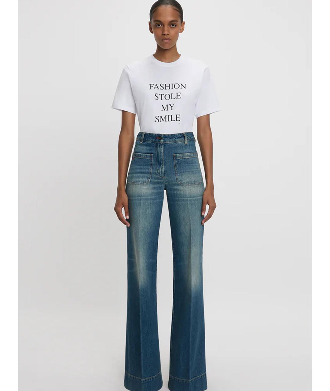 VICTORIA BECKHAM Белая хлопковая футболка, фото 3