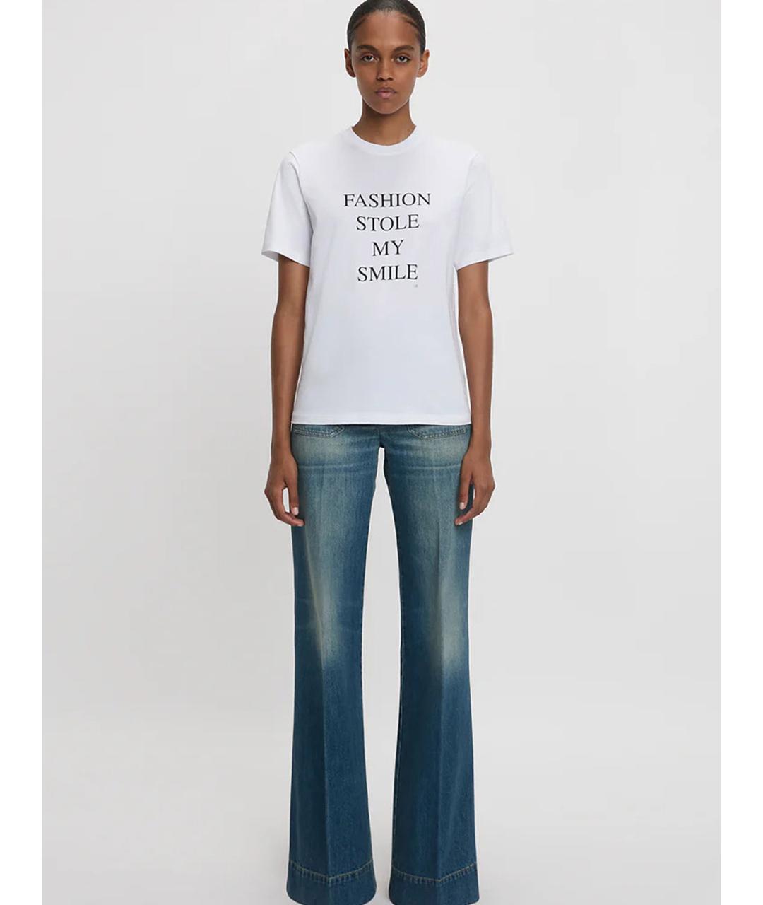 VICTORIA BECKHAM Белая хлопковая футболка, фото 2