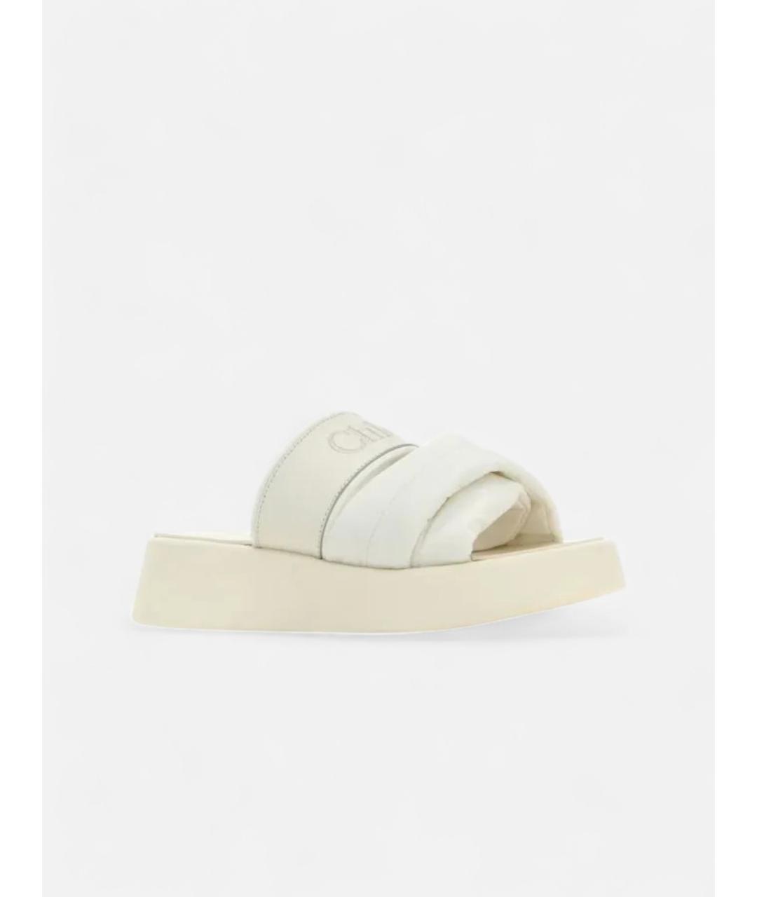 CHLOE Белые кожаные шлепанцы, фото 2