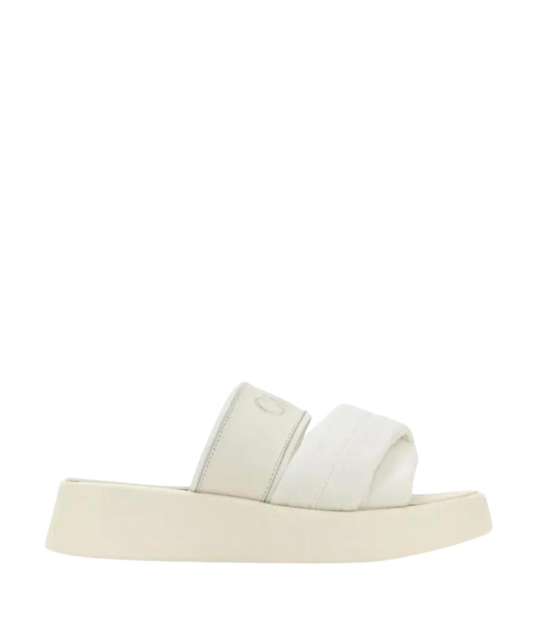 CHLOE Белые кожаные шлепанцы, фото 1
