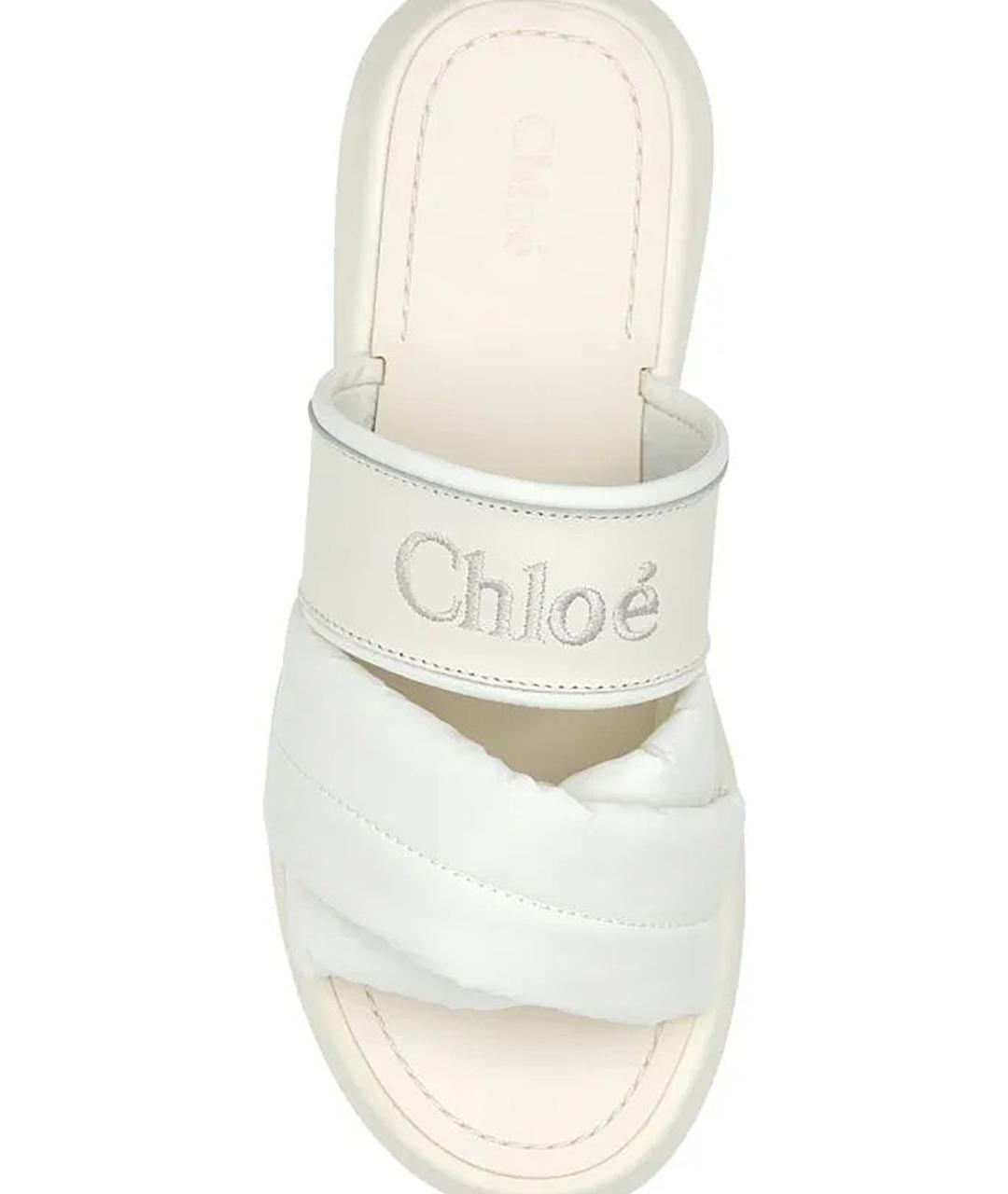 CHLOE Белые кожаные шлепанцы, фото 3