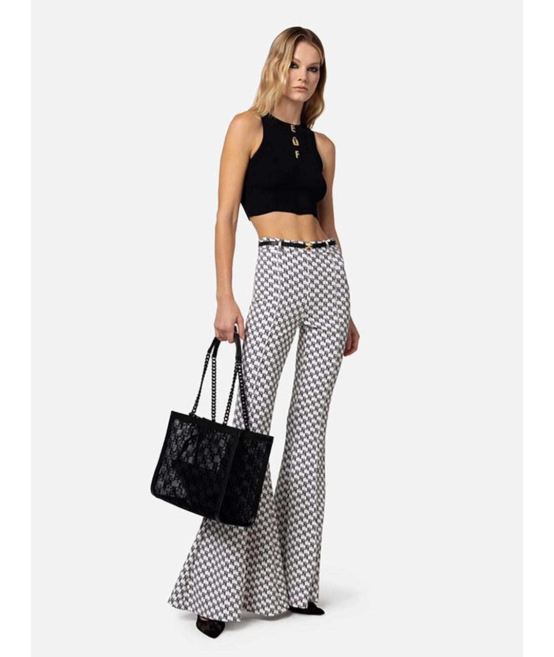 ELISABETTA FRANCHI Мульти полиэстеровые брюки широкие, фото 2