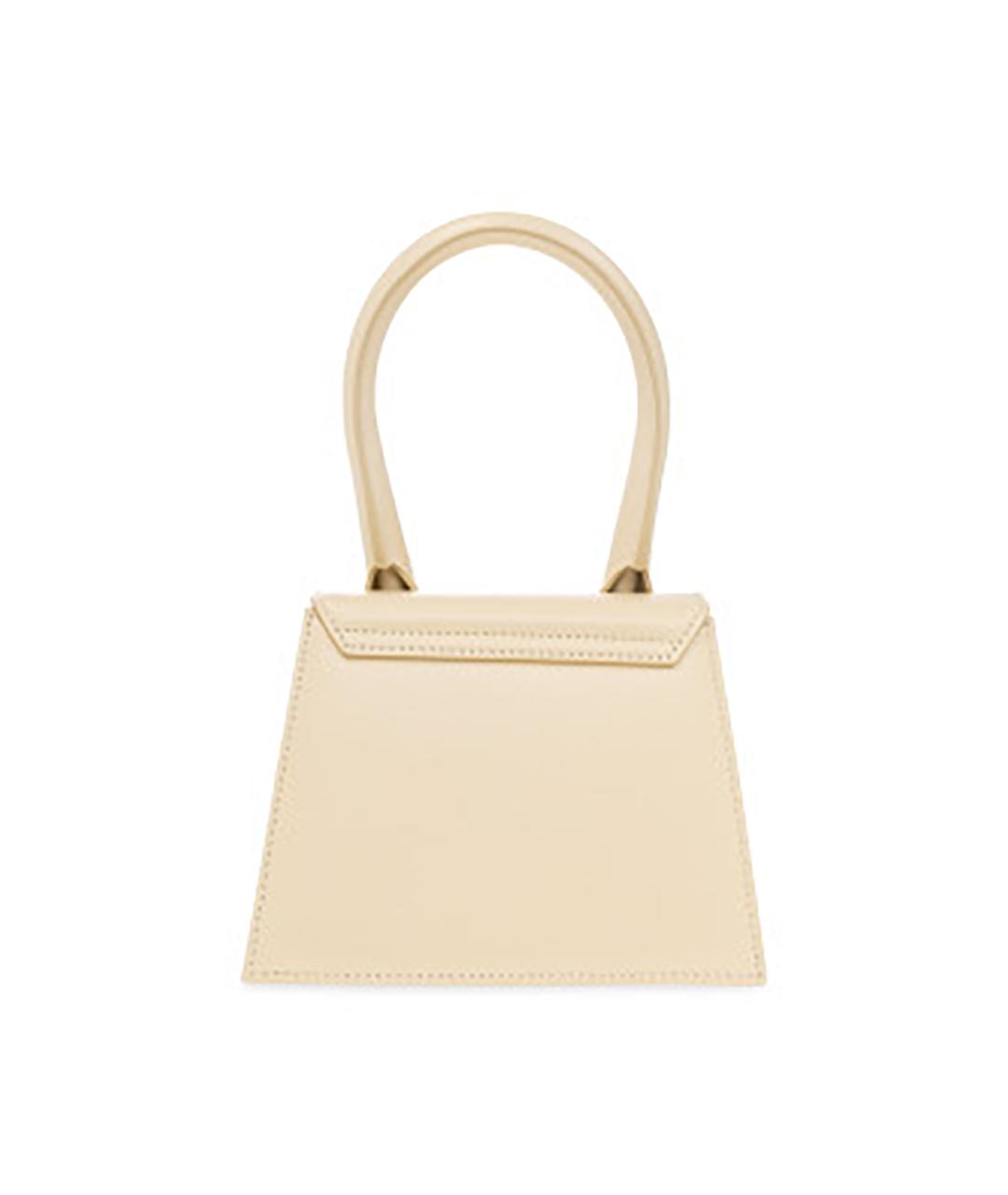 JACQUEMUS Бежевая кожаная сумка через плечо, фото 4