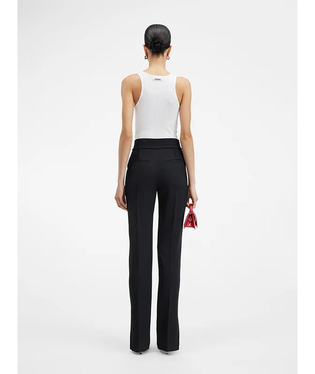 JACQUEMUS Черные шерстяные прямые брюки, фото 3