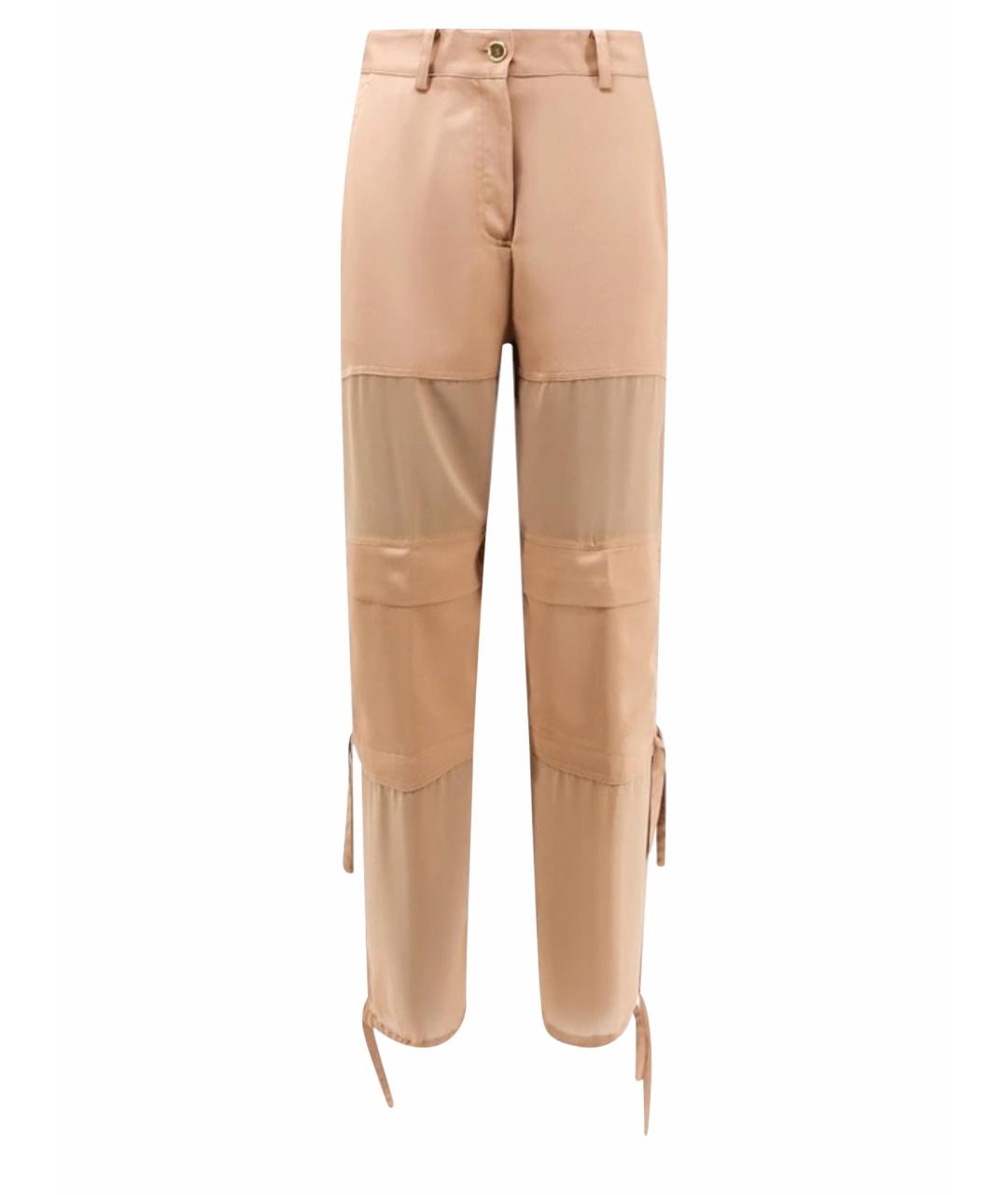 PINKO Бежевые полиэстеровые прямые брюки, фото 1