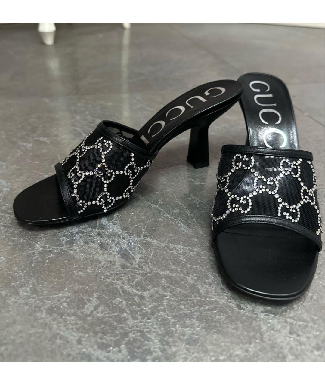 GUCCI Черные кожаные босоножки, фото 5