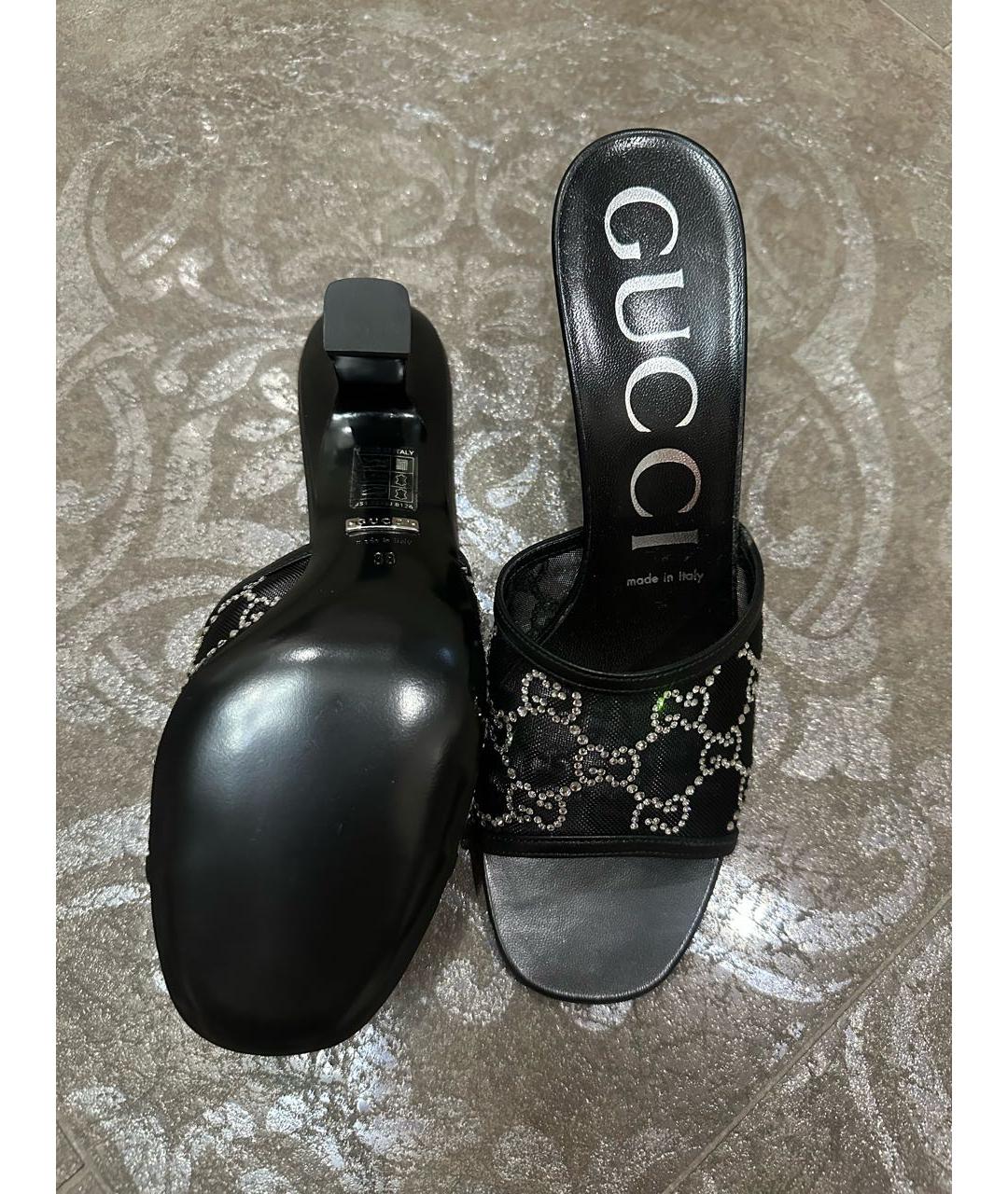 GUCCI Черные кожаные босоножки, фото 3