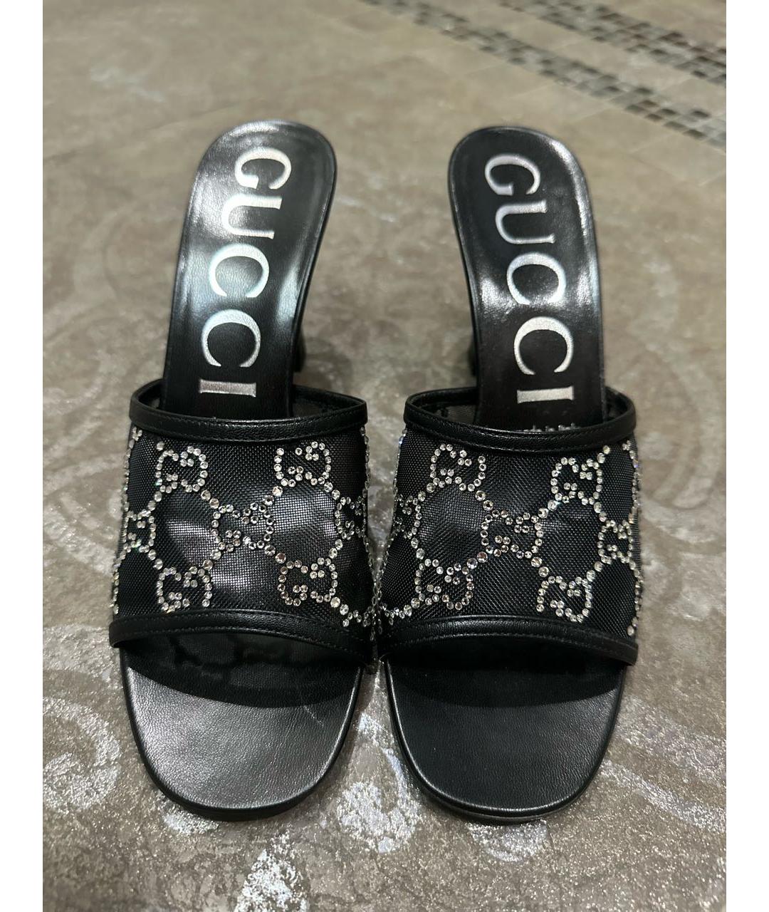 GUCCI Черные кожаные босоножки, фото 2