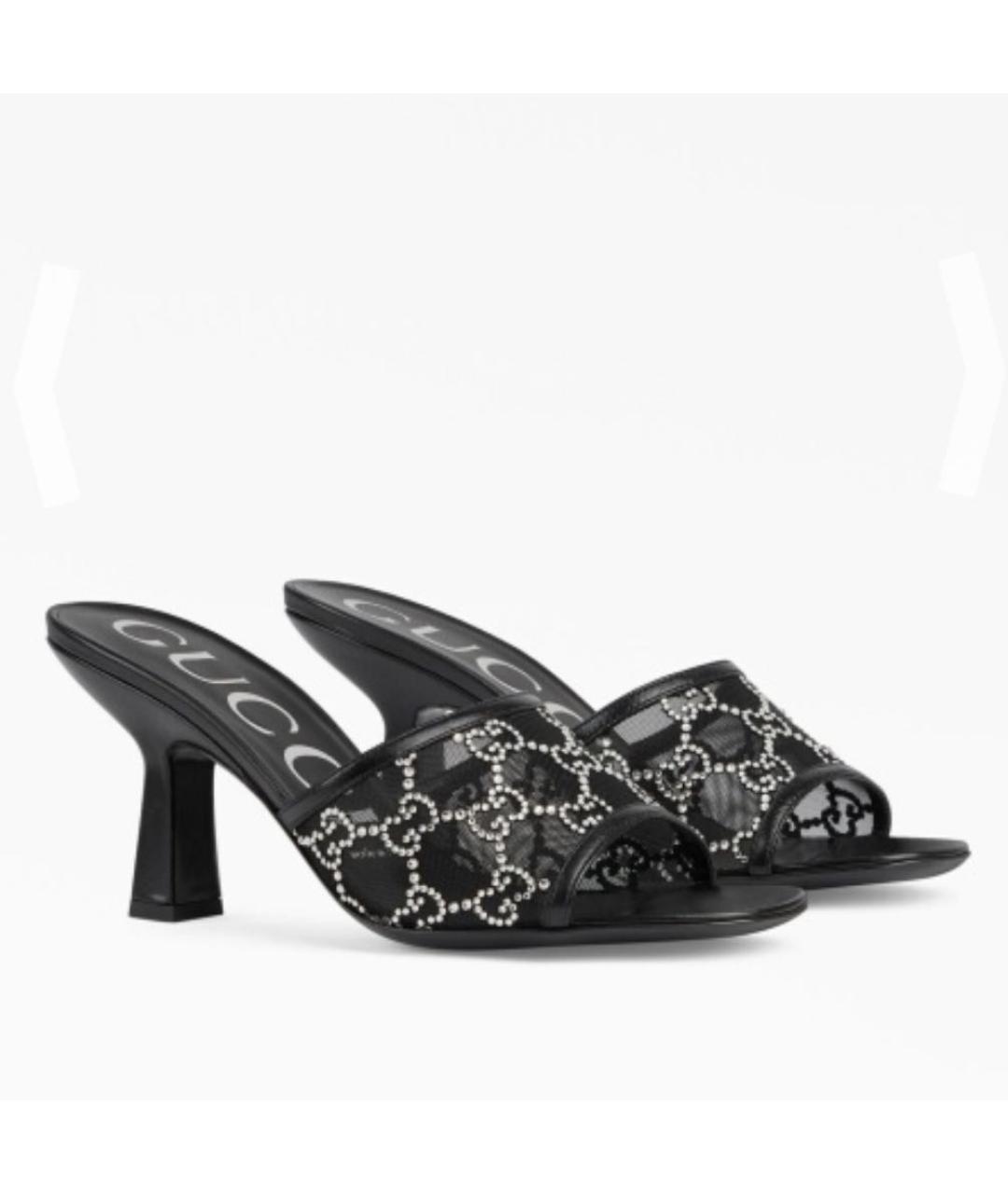 GUCCI Черные кожаные босоножки, фото 4