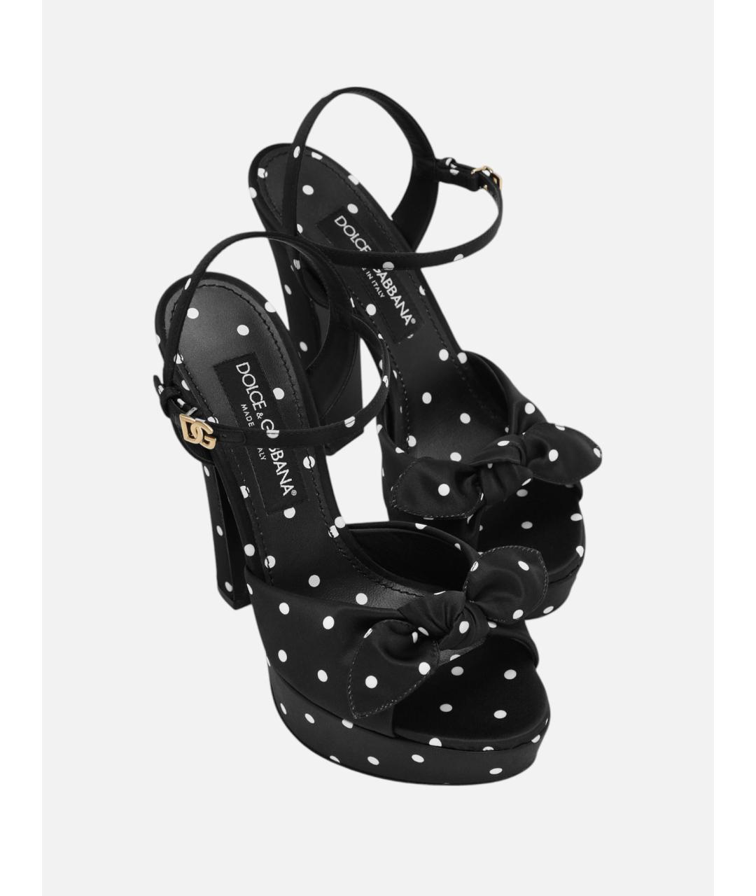 DOLCE&GABBANA Черные текстильные босоножки, фото 4