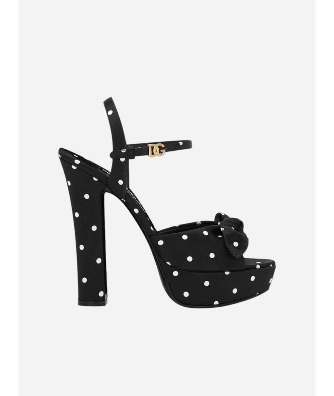 DOLCE&GABBANA Черные текстильные босоножки, фото 5