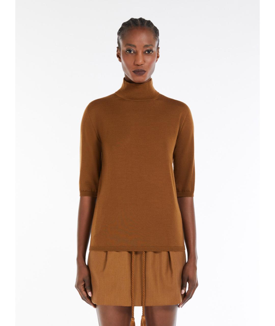 MAX MARA Коричневая шерстяная водолазка, фото 3