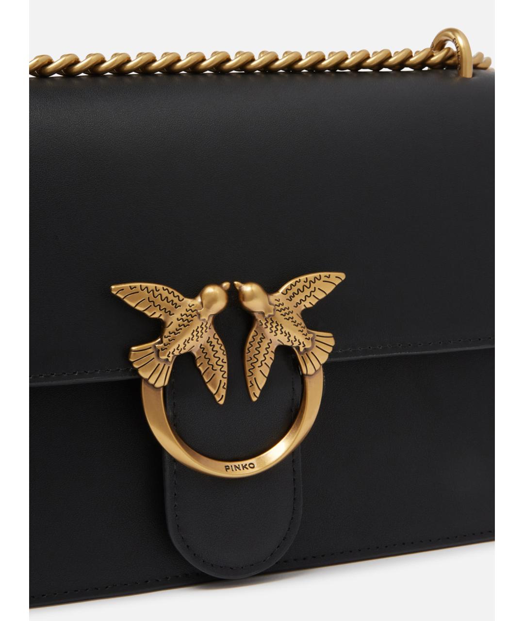 PINKO Черная кожаная сумка через плечо, фото 4