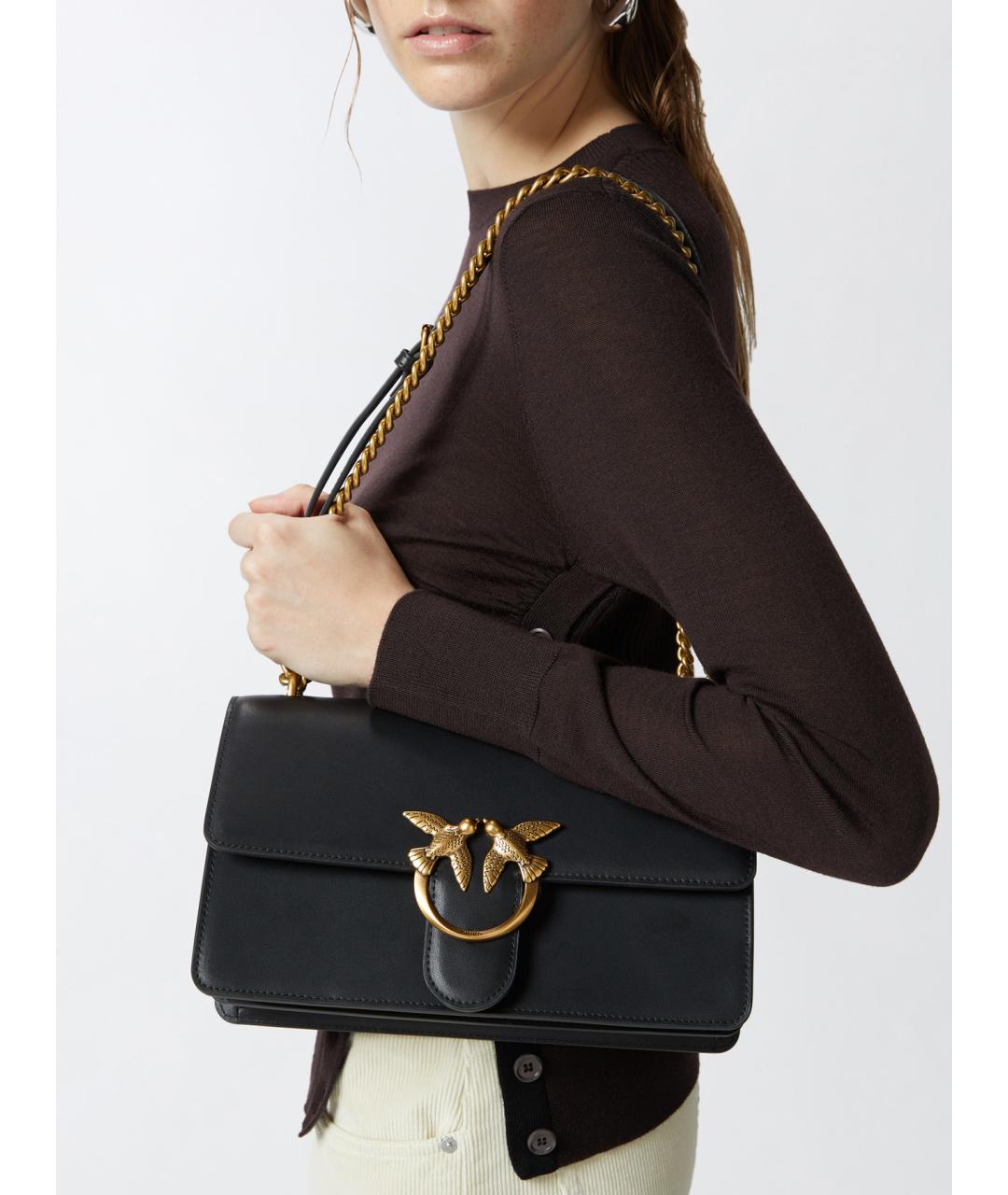 PINKO Черная кожаная сумка через плечо, фото 2