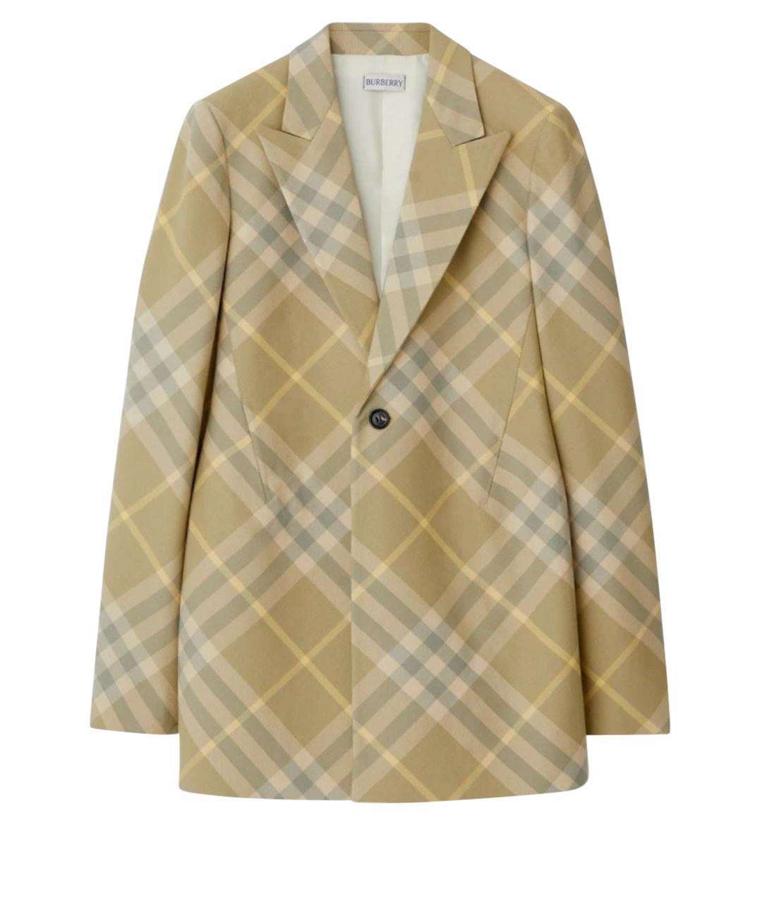 BURBERRY Бежевый шерстяной жакет/пиджак, фото 1