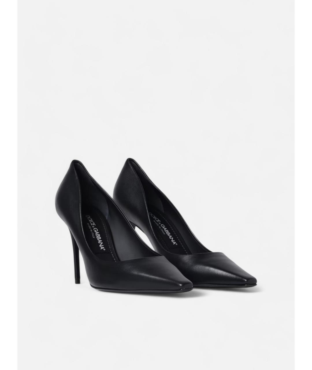 DOLCE&GABBANA Черные кожаные туфли, фото 2