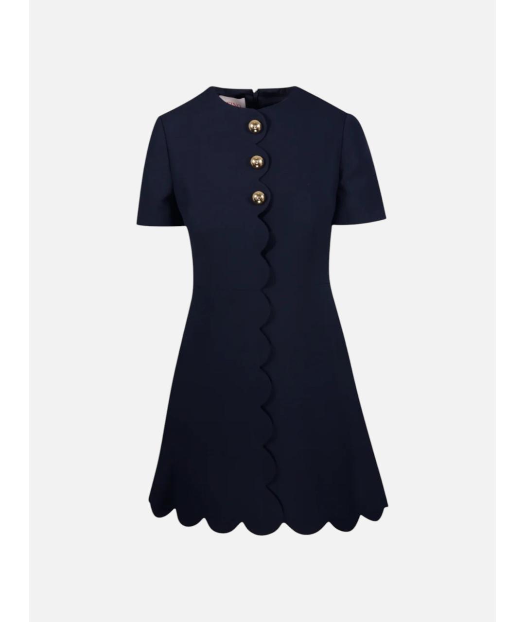 VALENTINO Темно-синее шерстяное повседневное платье, фото 4
