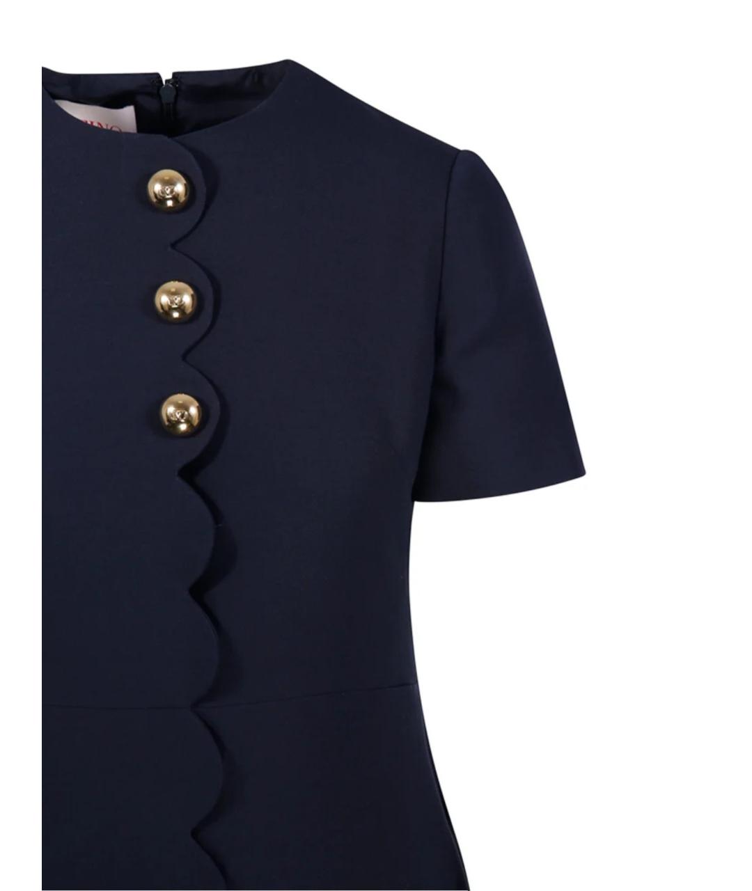 VALENTINO Темно-синее шерстяное повседневное платье, фото 2