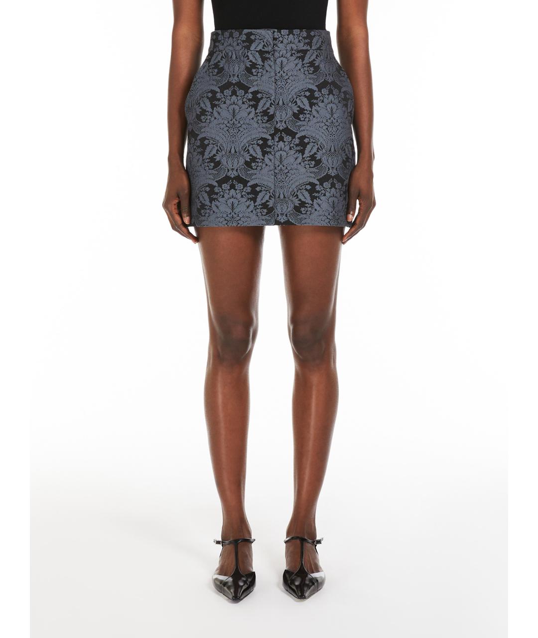 MAX MARA Антрацитовая шерстяная юбка мини, фото 3