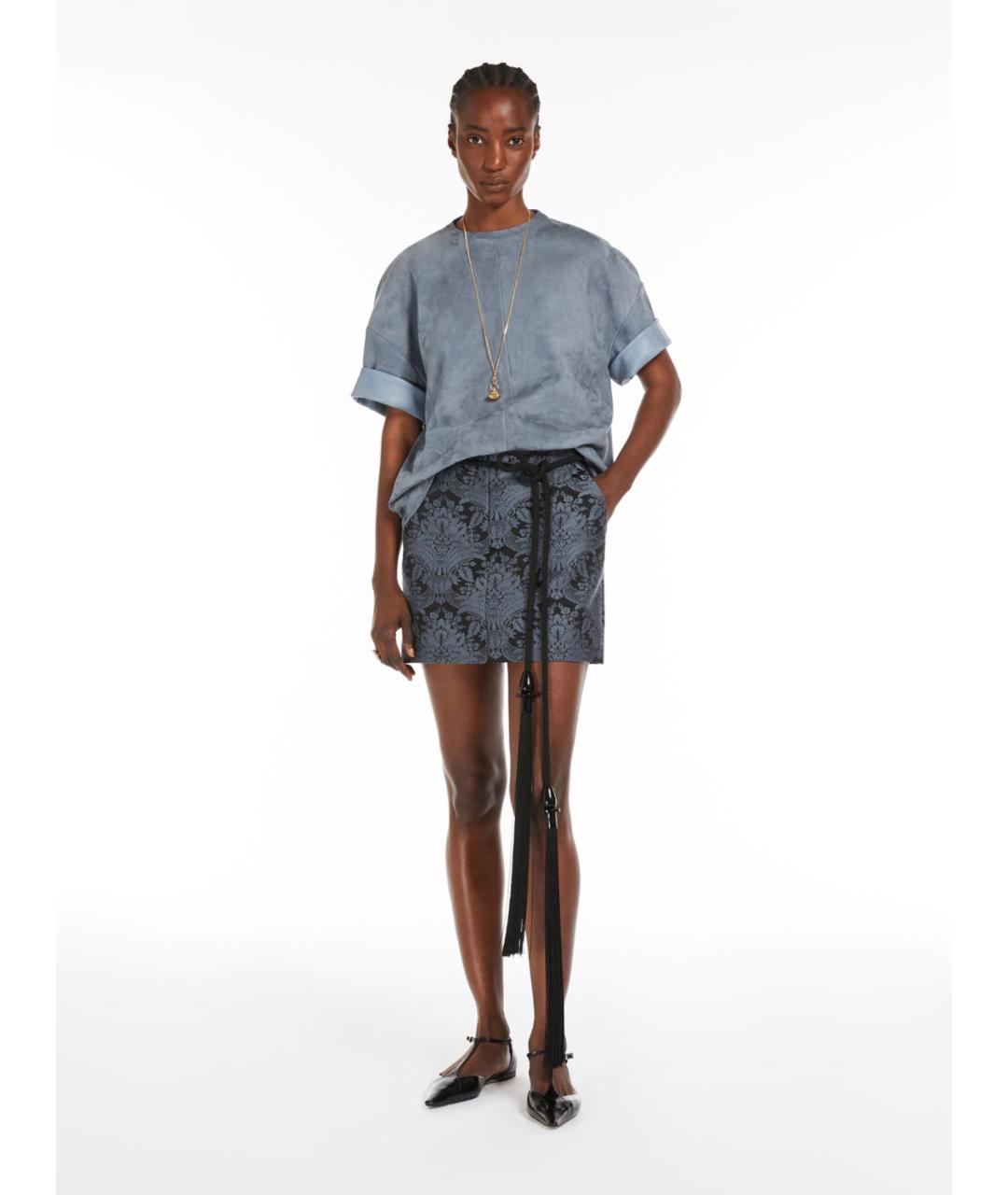 MAX MARA Антрацитовая шерстяная юбка мини, фото 2