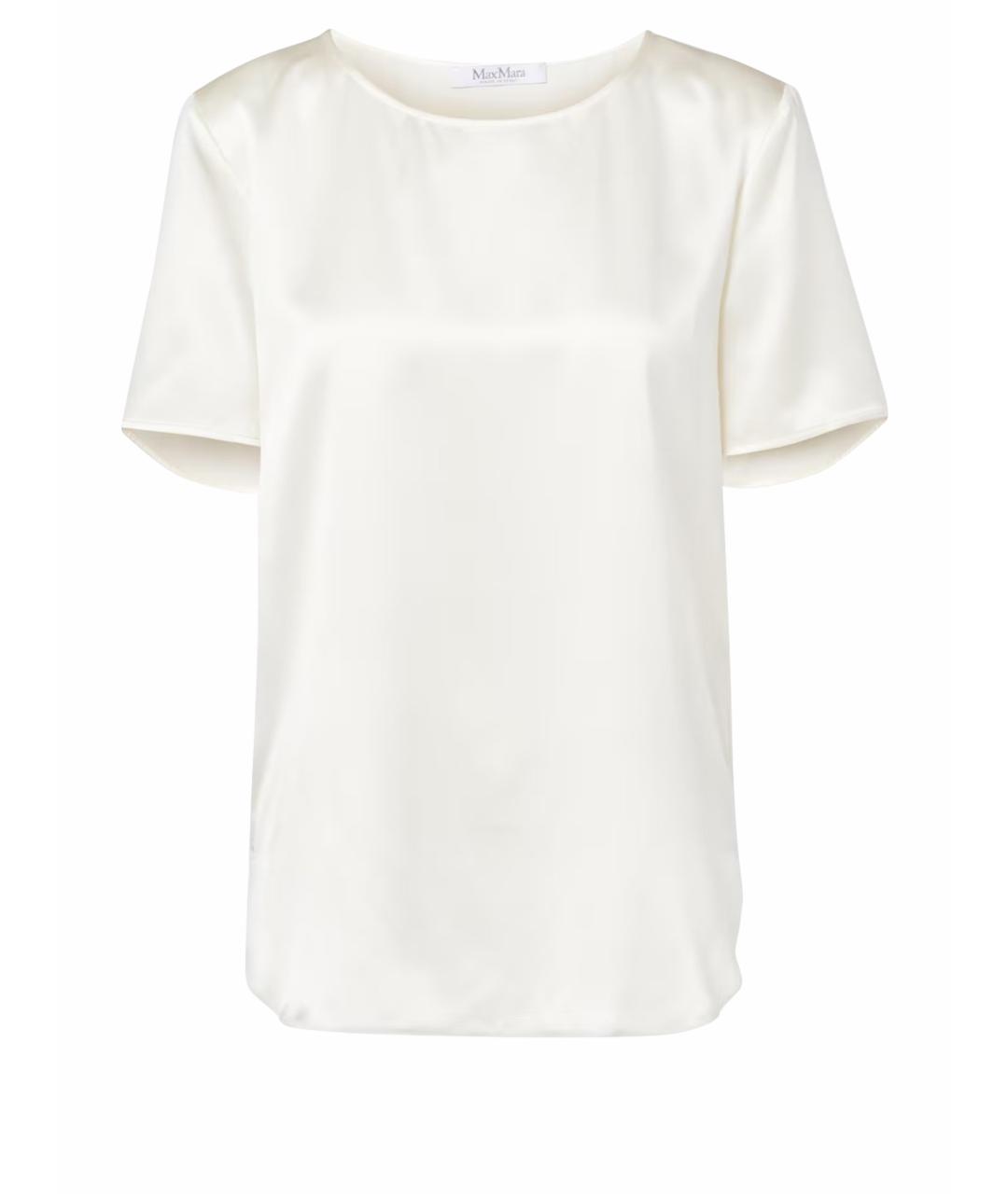 MAX MARA Белая шелковая футболка, фото 1