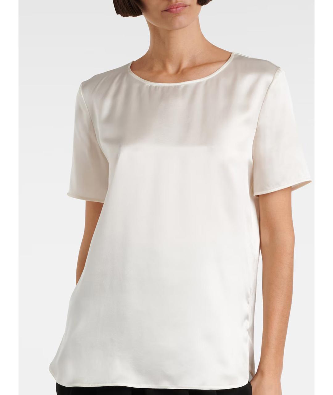 MAX MARA Белая шелковая футболка, фото 3