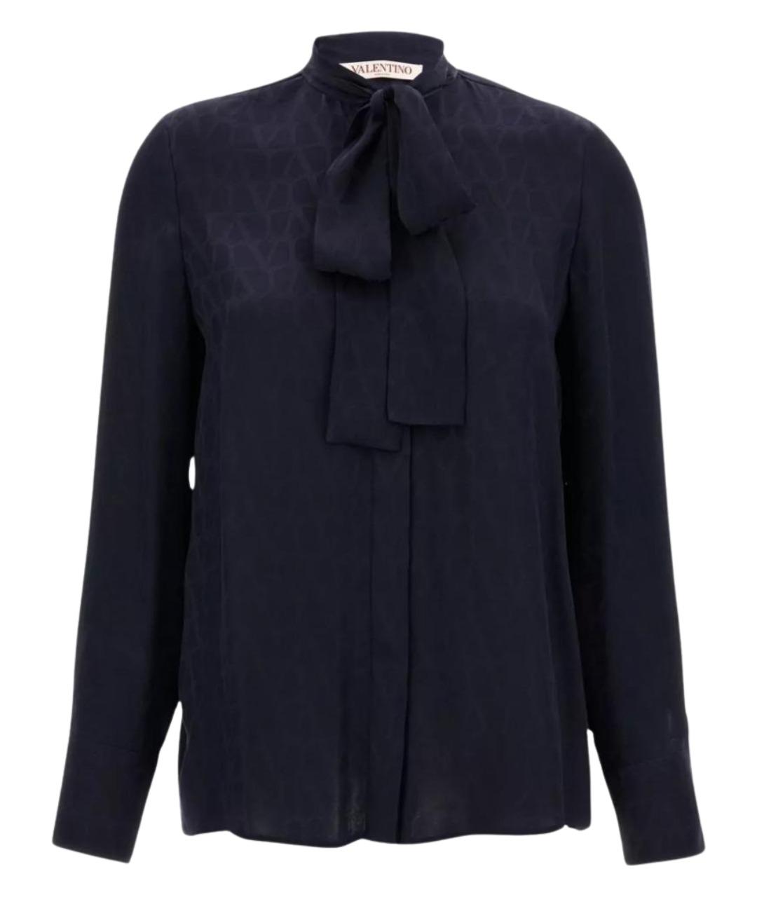 VALENTINO Темно-синяя шелковая рубашка, фото 1