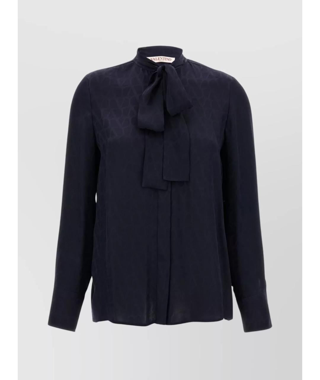 VALENTINO Темно-синяя шелковая рубашка, фото 3