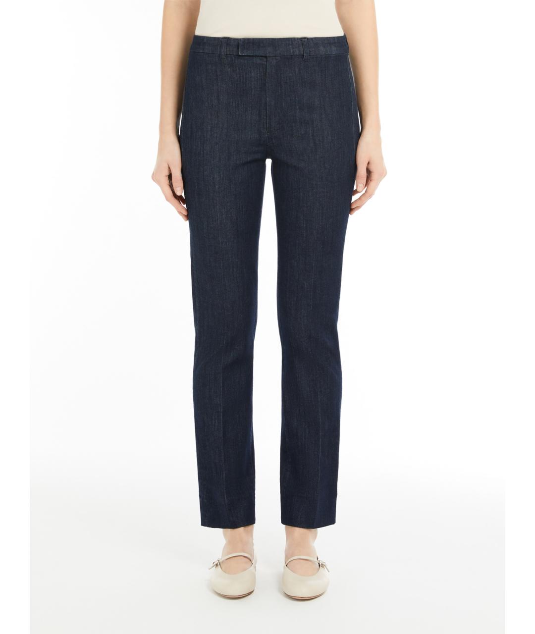 'S MAX MARA Темно-синие хлопковые прямые джинсы, фото 3
