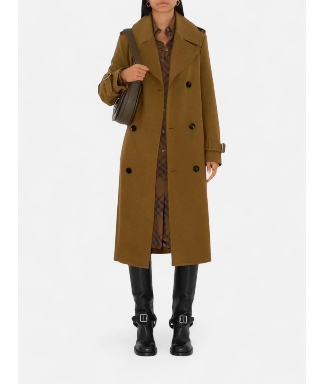 BURBERRY Коричневое шерстяное пальто, фото 2