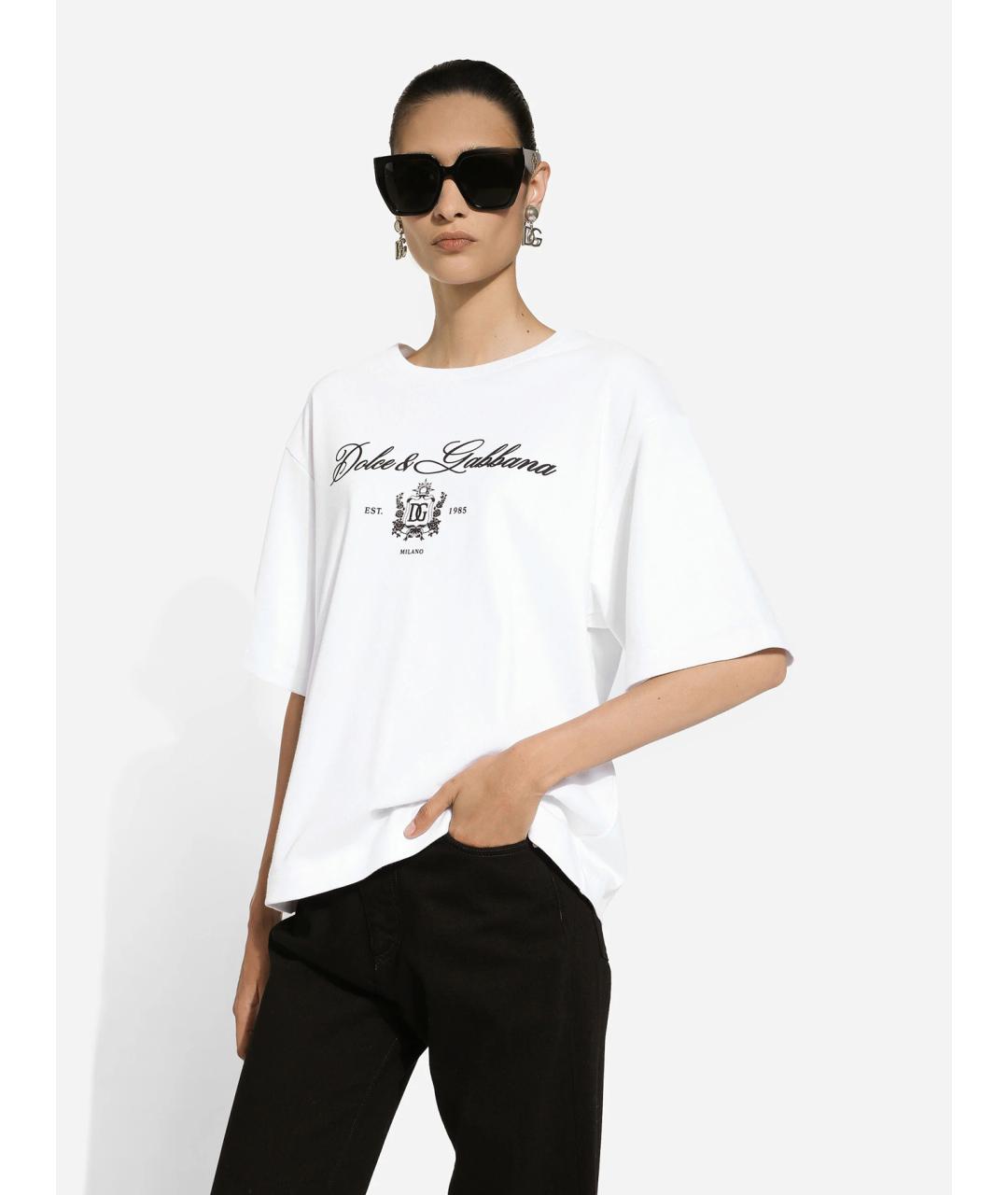 DOLCE&GABBANA Белая хлопковая футболка, фото 3