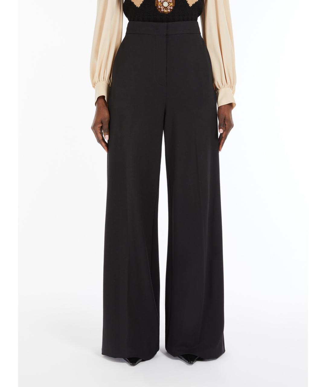 MAX MARA Черные вискозные брюки широкие, фото 5
