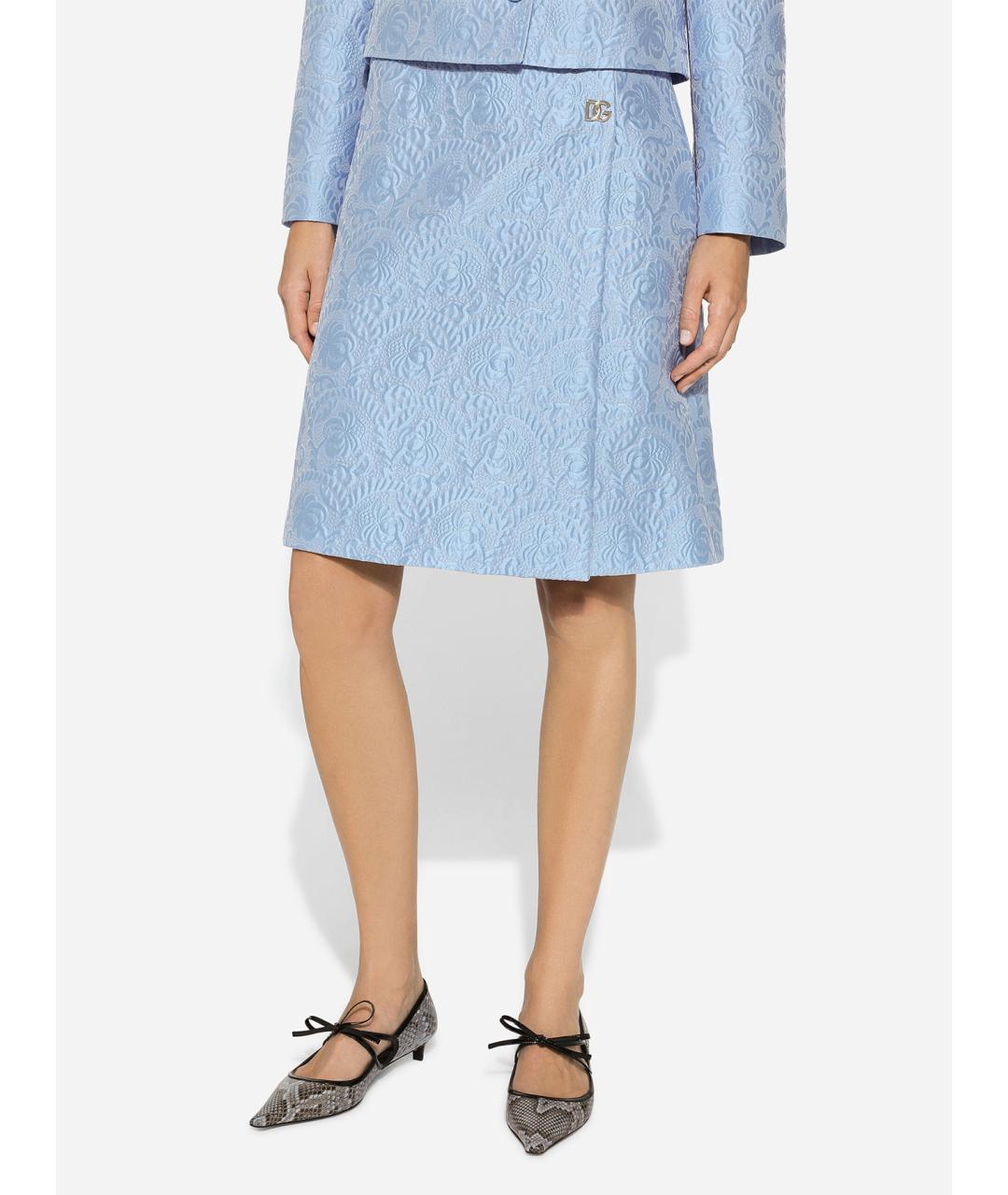 DOLCE&GABBANA Синяя хлопковая юбка миди, фото 3