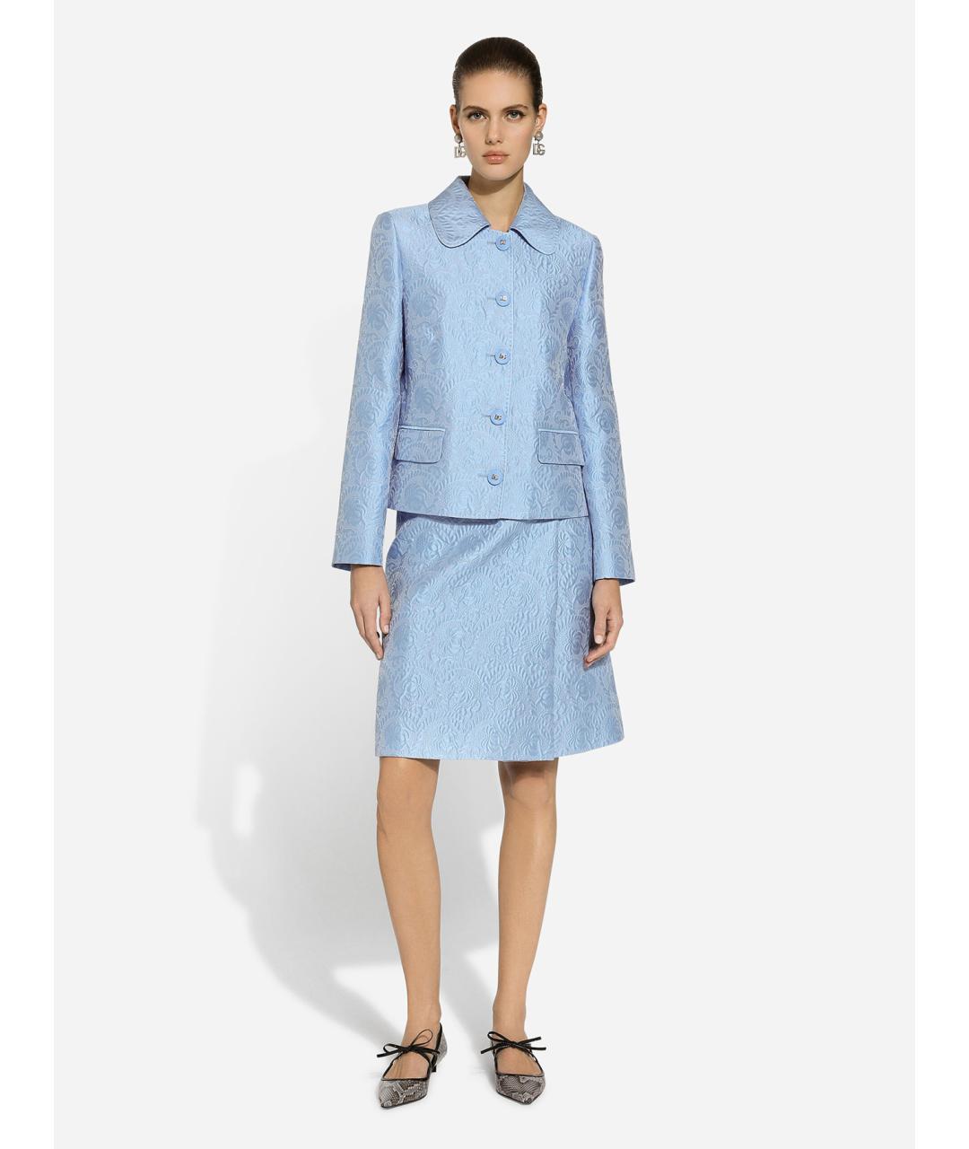 DOLCE&GABBANA Синяя хлопковая юбка миди, фото 2