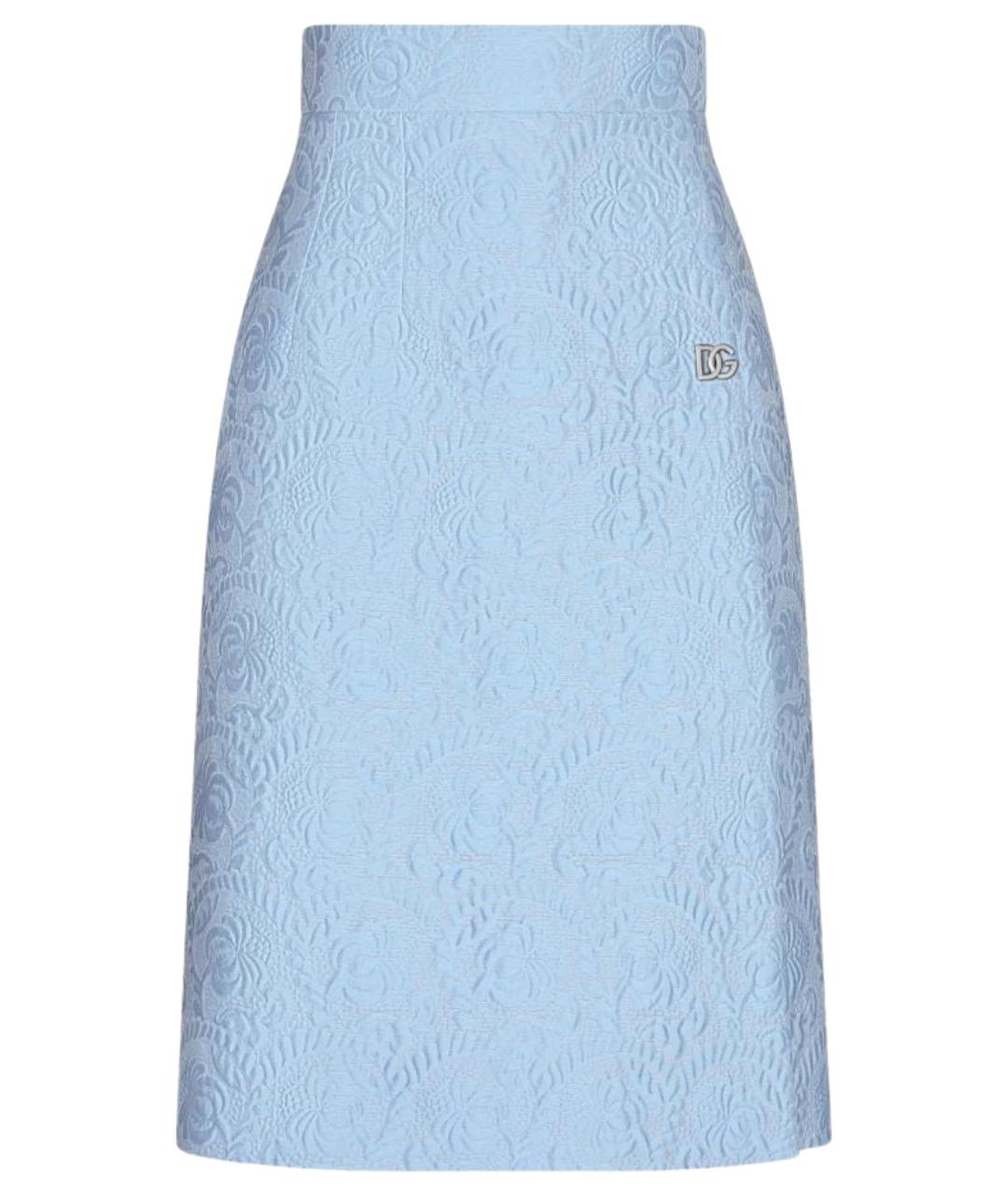 DOLCE&GABBANA Синяя хлопковая юбка миди, фото 1