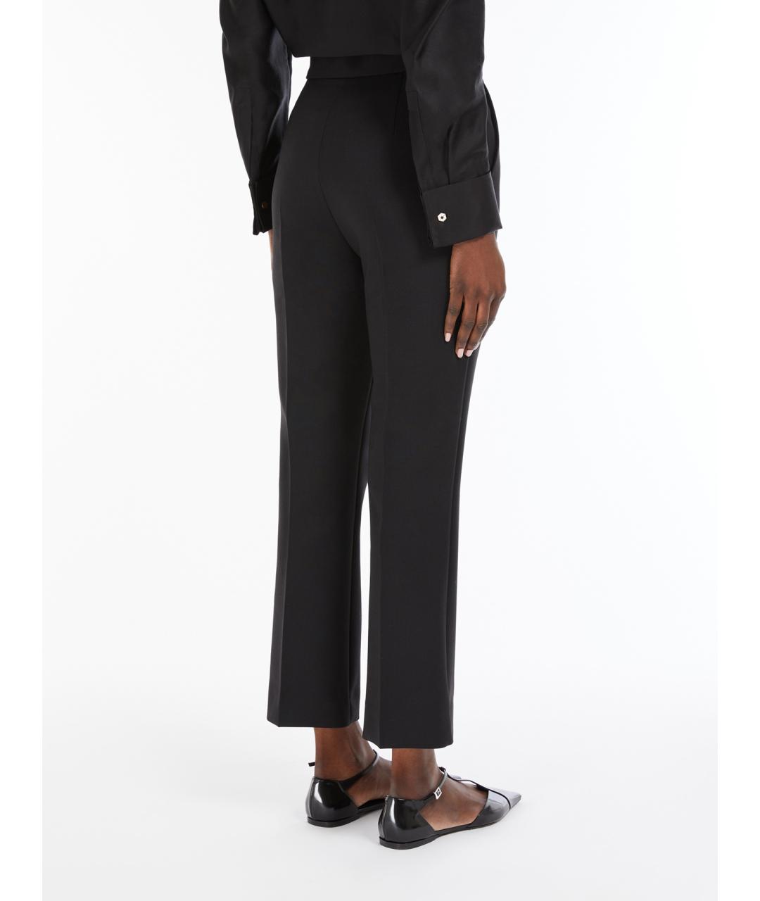 MAX MARA Черные шерстяные прямые брюки, фото 4