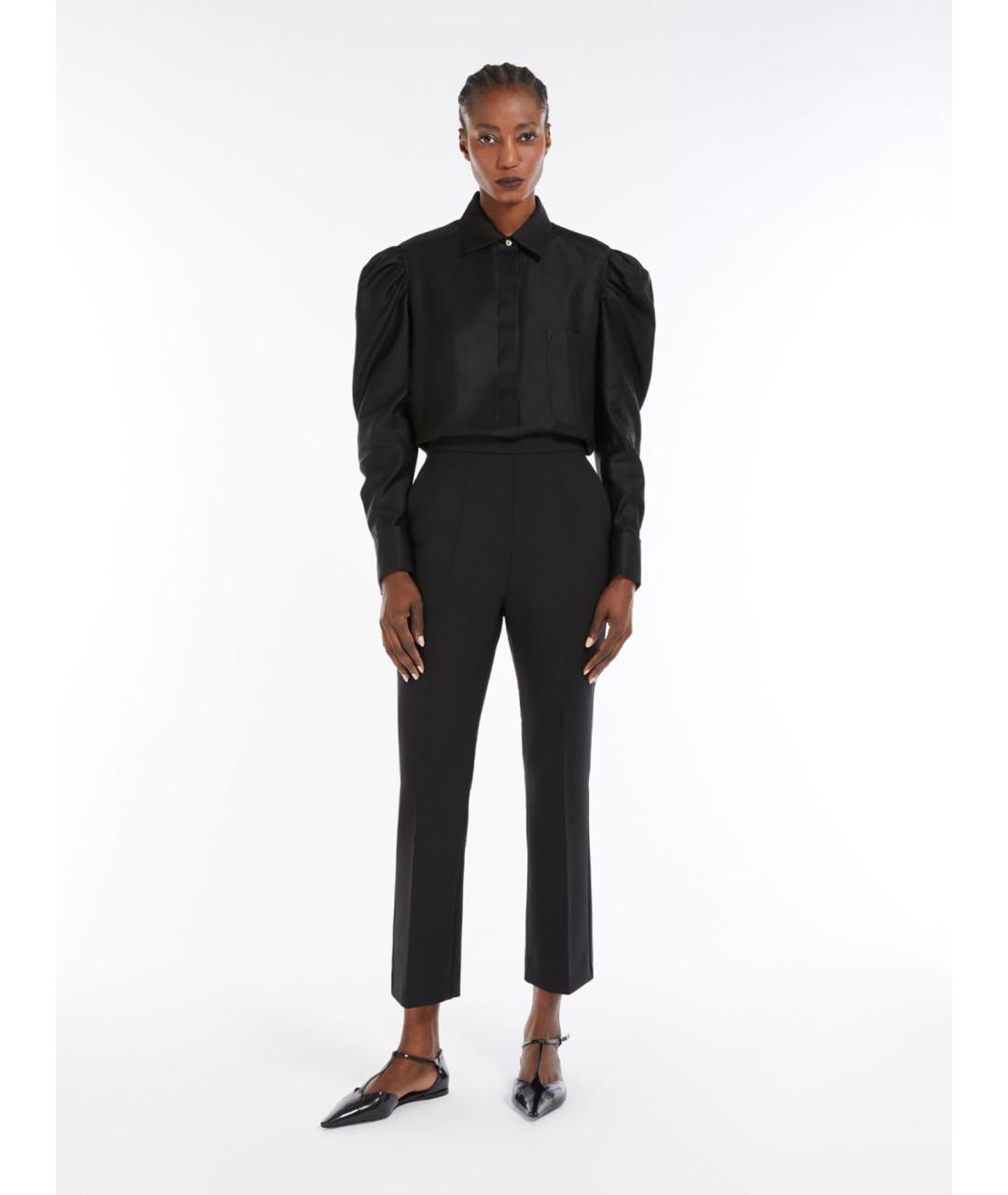 MAX MARA Черные шерстяные прямые брюки, фото 2