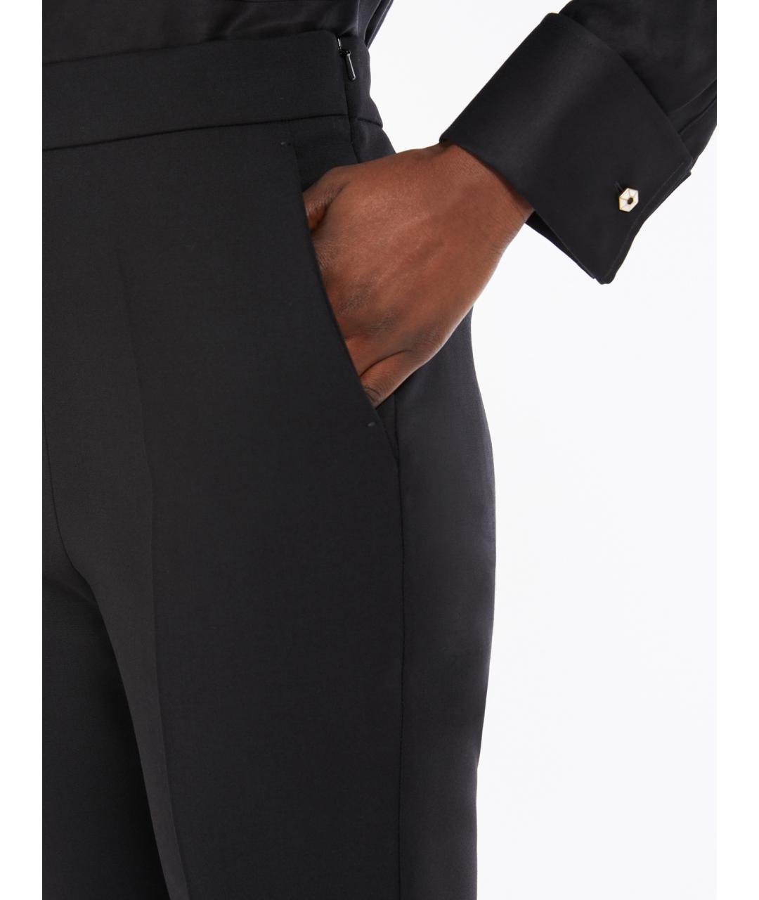 MAX MARA Черные шерстяные прямые брюки, фото 5