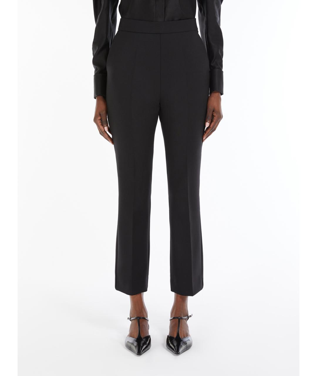 MAX MARA Черные шерстяные прямые брюки, фото 3