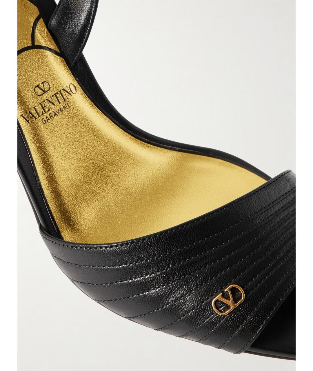 VALENTINO Черные кожаные босоножки, фото 2