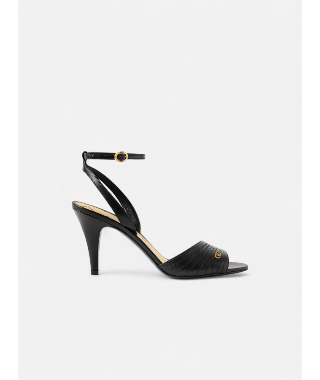 VALENTINO Черные кожаные босоножки, фото 4