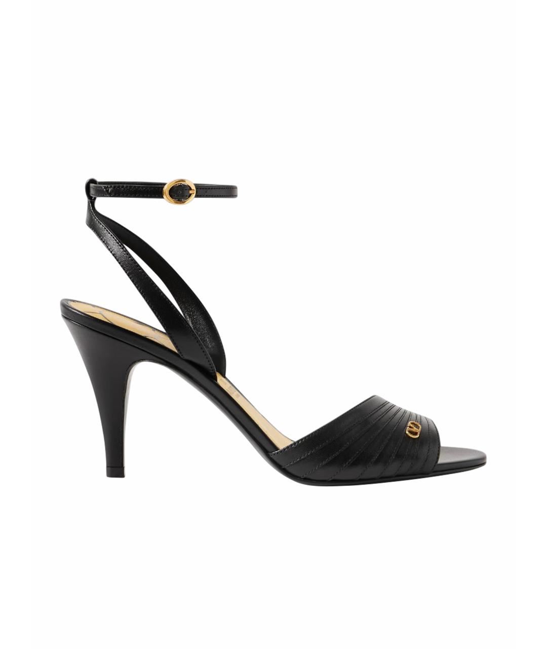 VALENTINO Черные кожаные босоножки, фото 1