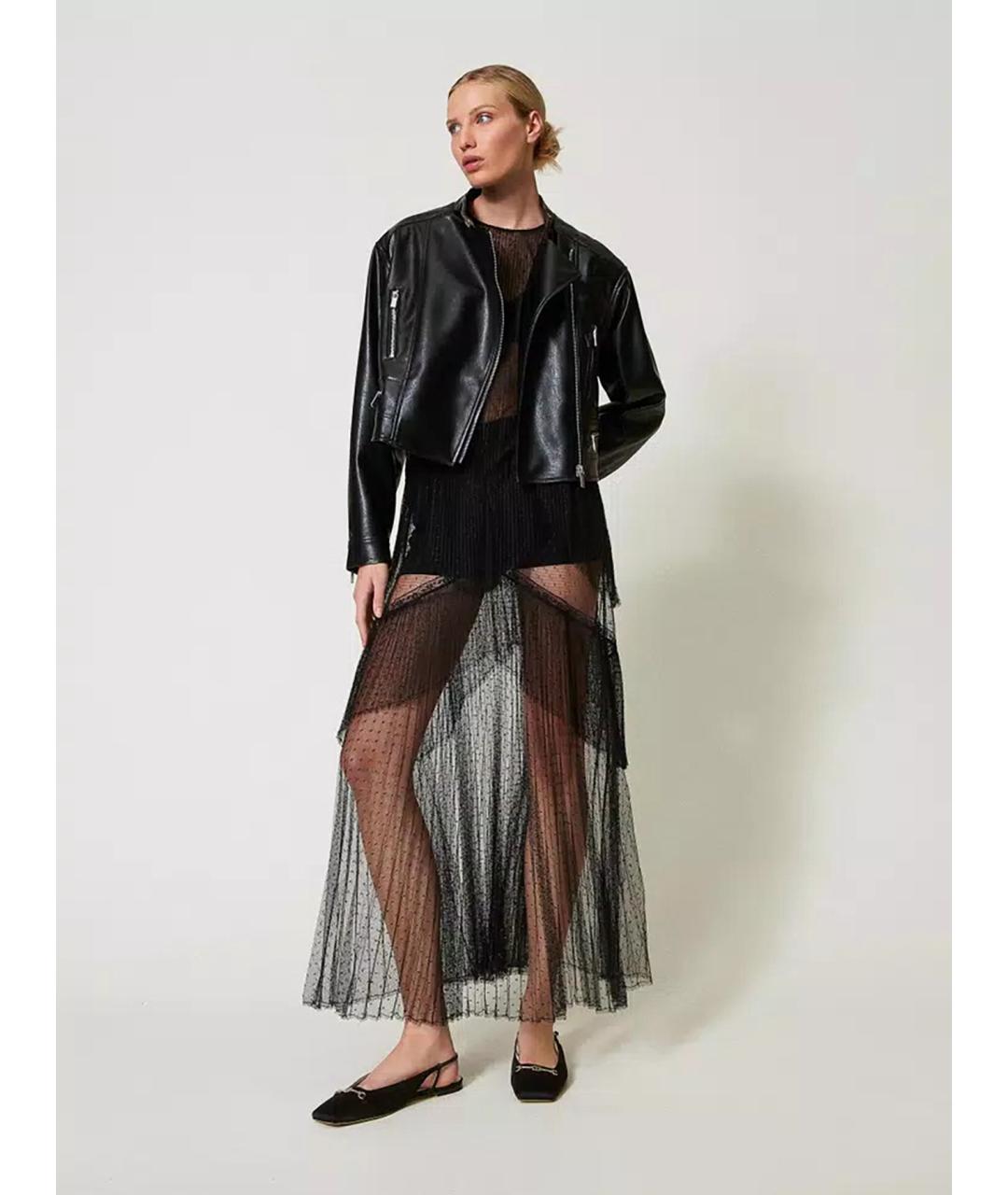 TWIN-SET Черное полиэстеровое коктейльное платье, фото 2