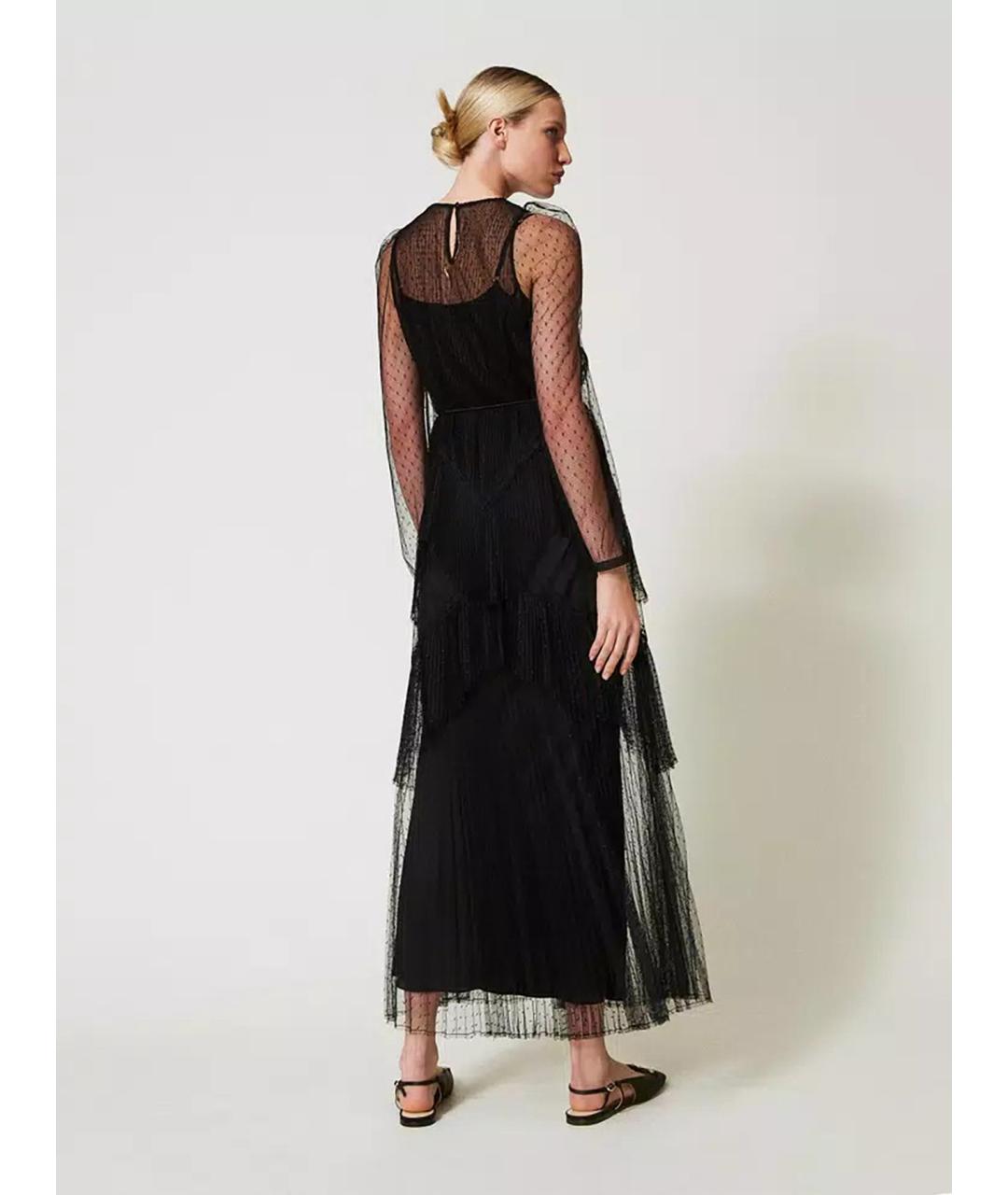 TWIN-SET Черное полиэстеровое коктейльное платье, фото 5