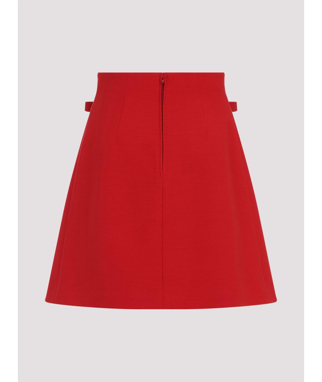 VALENTINO Красная шерстяная юбка мини, фото 3