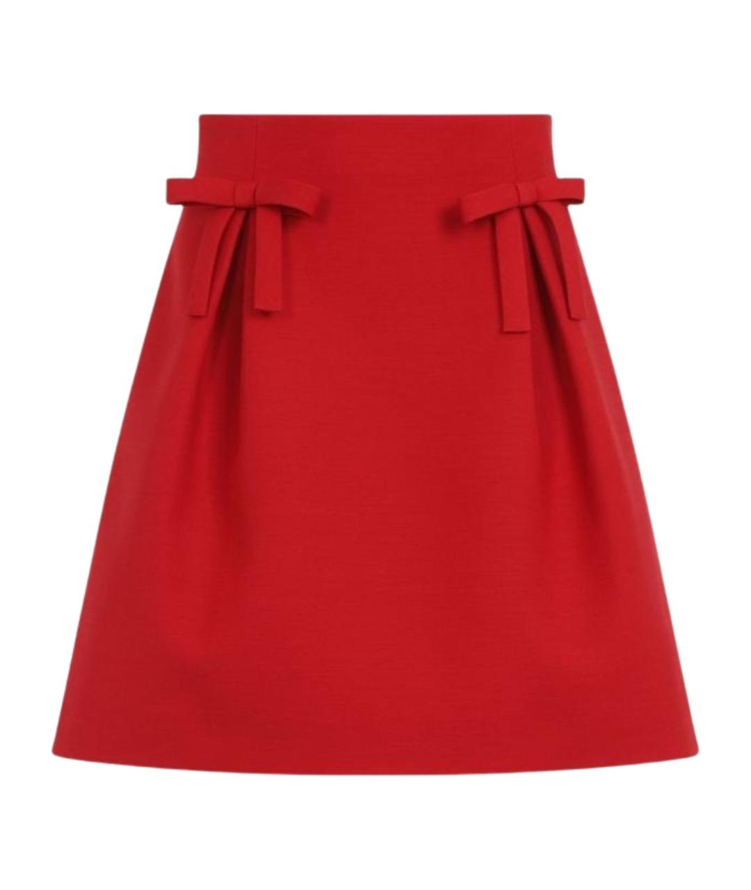 VALENTINO Красная шерстяная юбка мини, фото 1